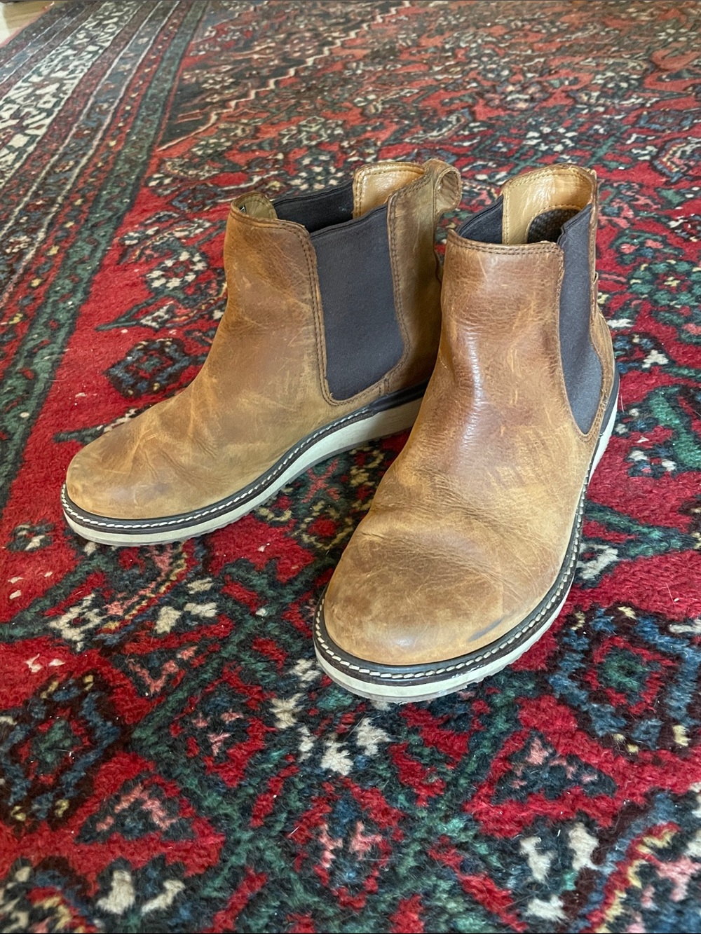 Keen Bailey Chelsea boots, distressed brown leather, elastic gore sides, women 9